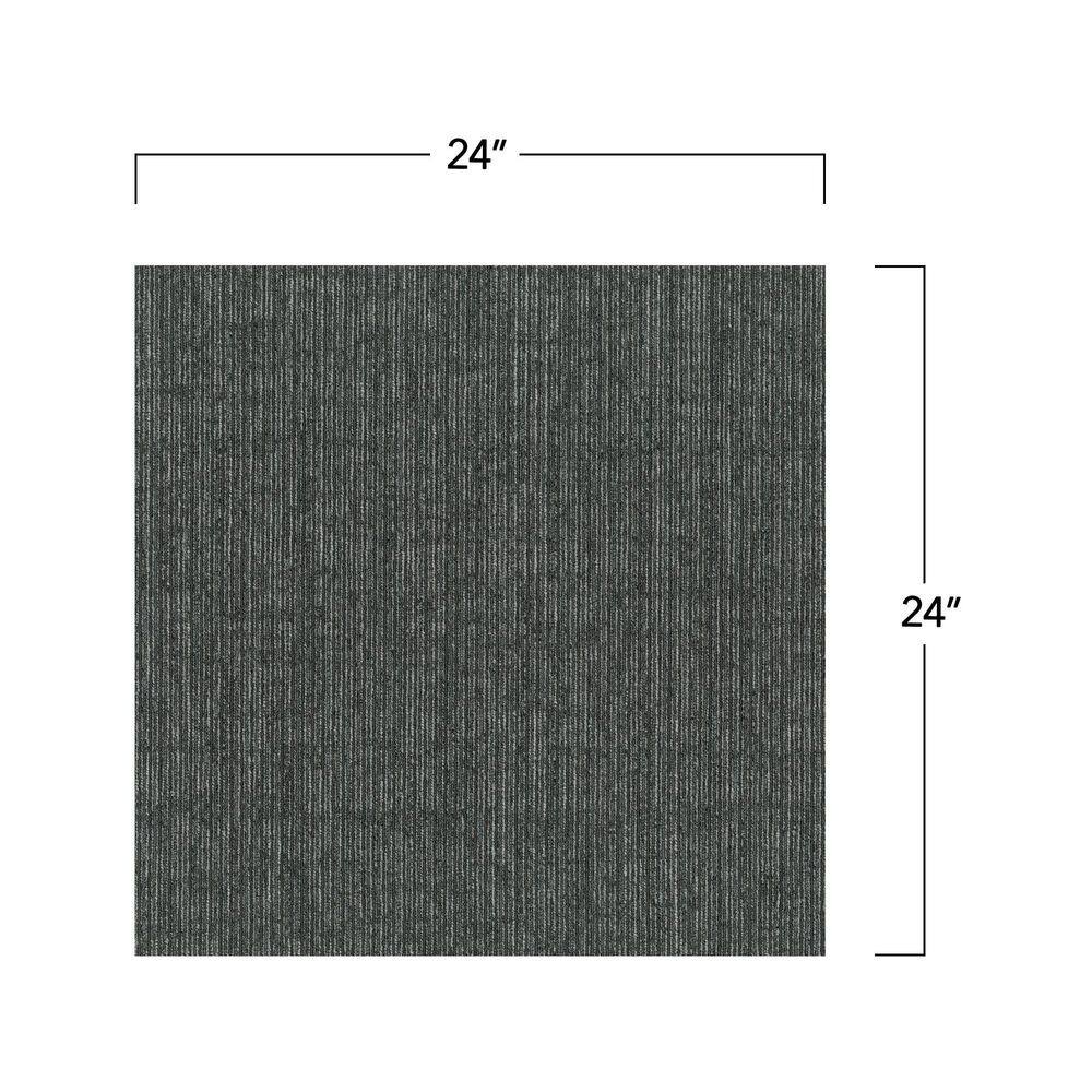 Charcoal 24" x 24" Low Pile Polyester Carpet Tile