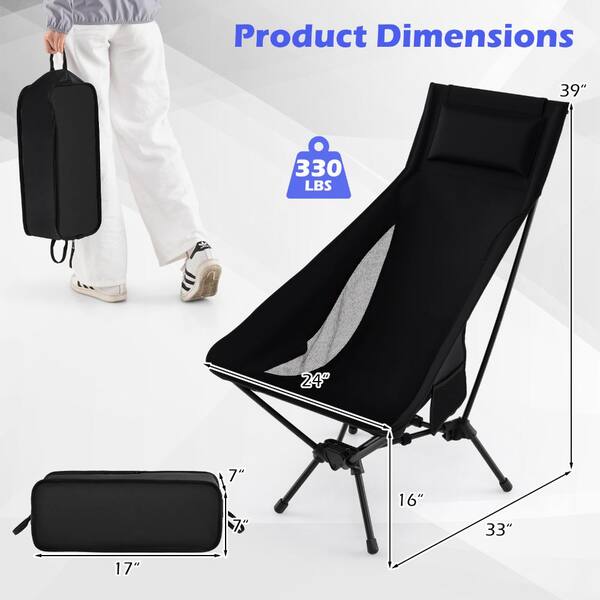 SKONYON High Back Portable Backpacking Chair with Pillow Side