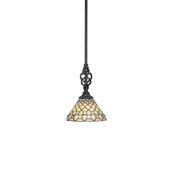 Unbranded Bridgewater 100 W 1-Light Matte Black Standard Mini Pendant Light with Glass Shade