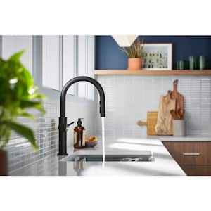 Crue Single-Handle Touchless Pull-Down Sprayer Kitchen Faucet in Matte Black