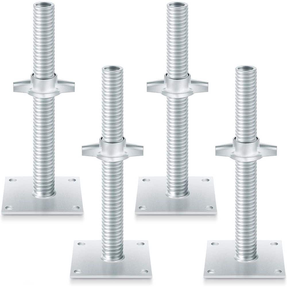 Zonon 4 Pcs Adjustable Scaffolding Leveling Jack Hollow Screw Jacks With Base Plate For Baker Style Scaffolding Baker Scaffold(12 Inch