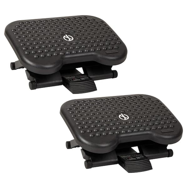 Black Adjustable Foot Rest Ergonomic Foot Stool 13 in. (Set of 2)