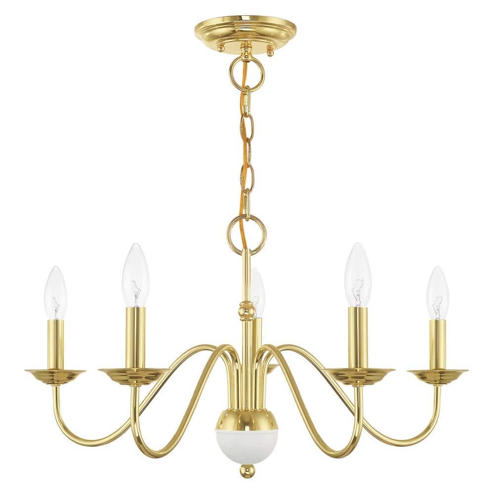 Polished Brass 5-Light Candelabra Chandelier