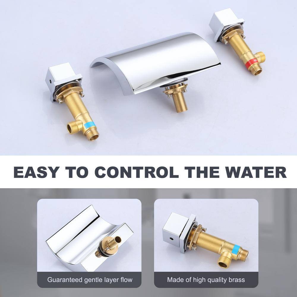 Chrome Double Handle Low Arc Roman Tub Faucet