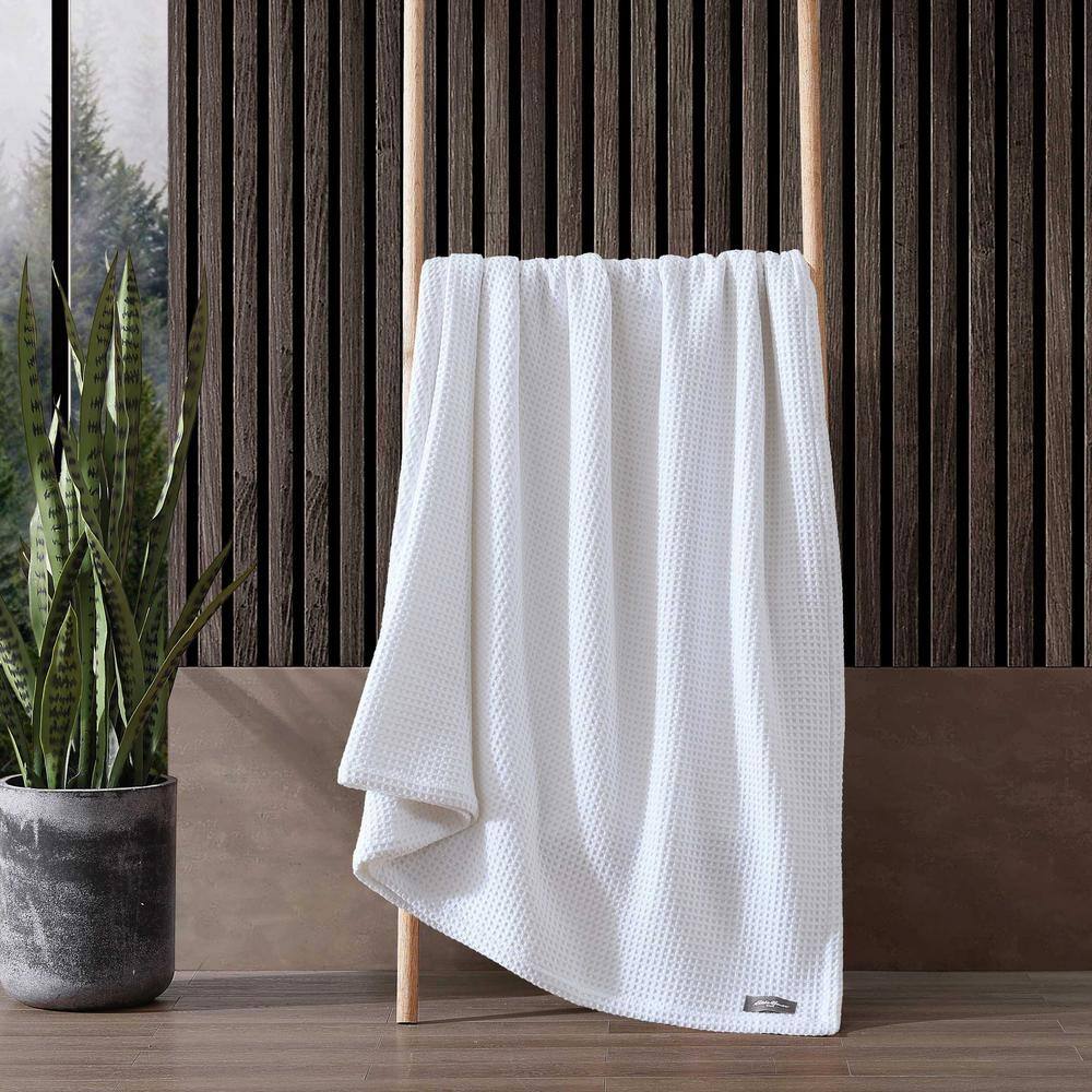 King White Organic Cotton Reversible Waffle Blanket
