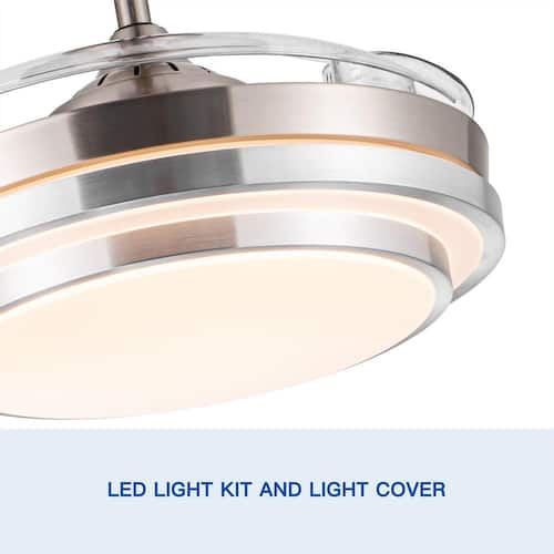 42 in. Indoor Brushed Nickel Ceiling Fan with Dimmable Led Light and Remote Control For Living Room Keazile Ceiling Fans With Lights