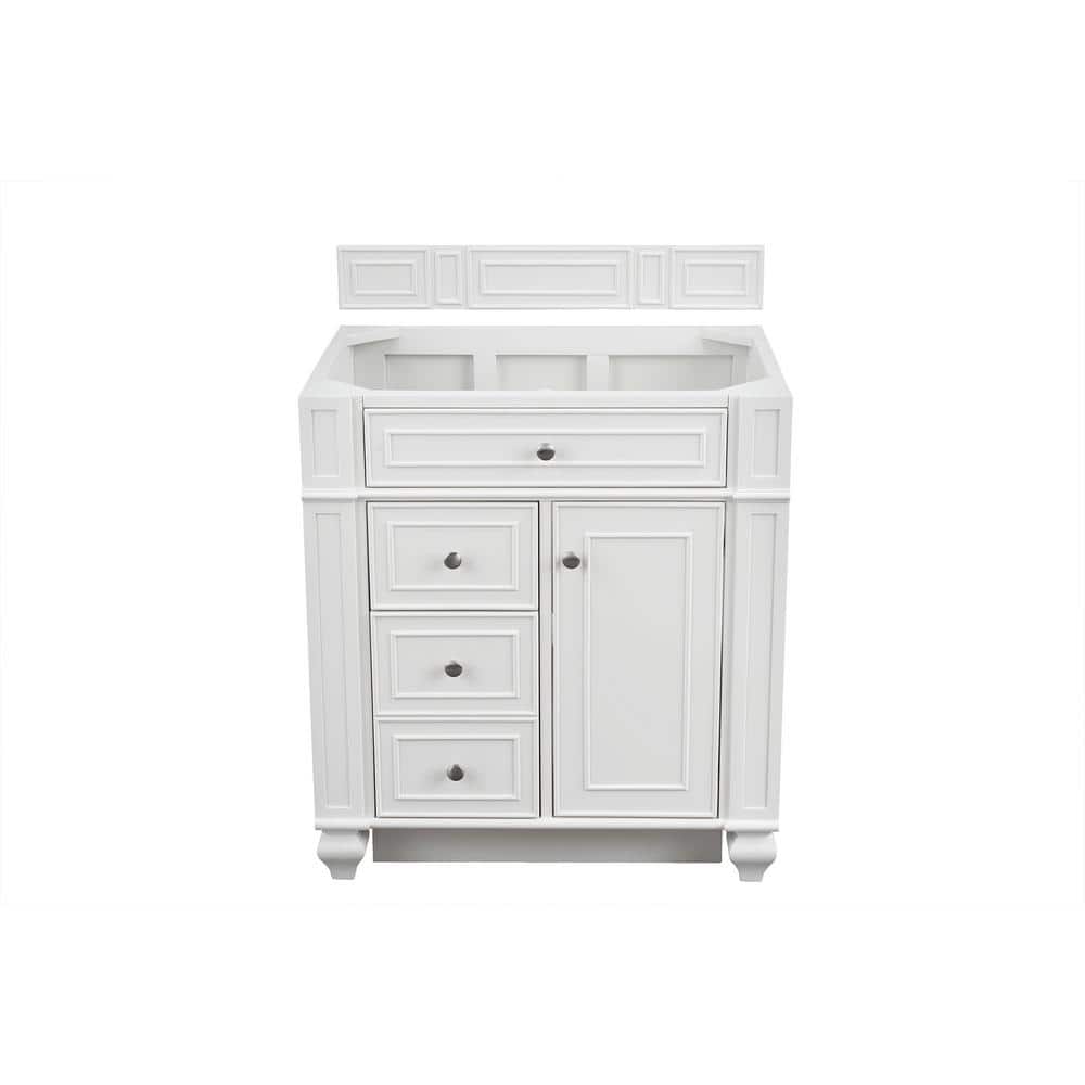 Bright White Solid Wood Single Bathroom Vanity Base
