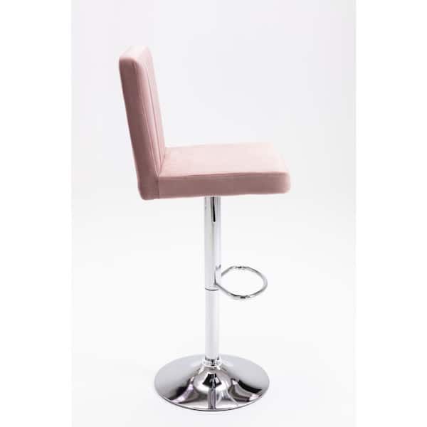 Yucca 38.5 in. H-46.5 in. H Pink Adjustable Velvet Swivel Bar Stools (Set of 2)