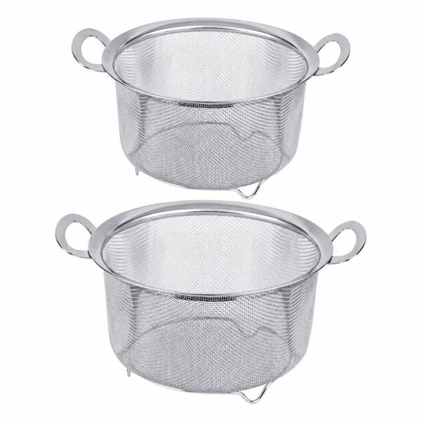 2-Pack 18/8 Stainless Steel Fine Mesh Strainer Colander with Handles and Resting Feet, 4 Qt and 3 Qt