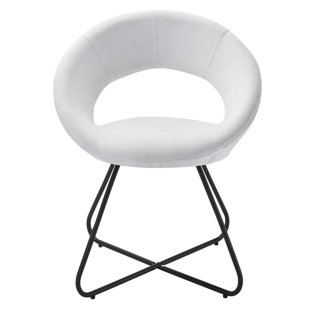 Nouvelle White Velvet Upholstered Side Chair with Metal Legs, Set of 2