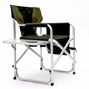 Green Outdoor Folding Camp Picnic Fishing Director's Chair with Side Table Storage Pockets