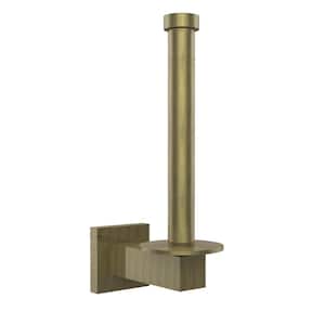 Montero Collection Upright Single Post Toilet Paper Holder and Reserve Roll Holder in Antique Brass