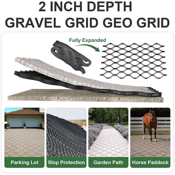 196.8 in. x 79.2 in. x 2 in. Black Plastic Honeycomb Gravel