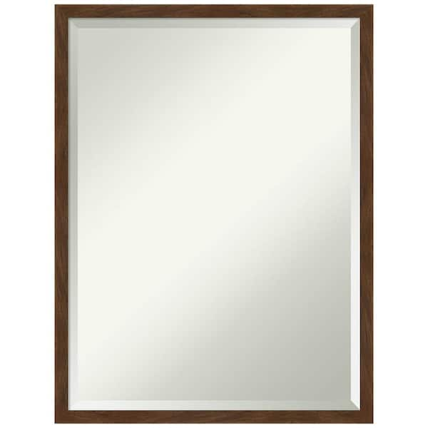 Amanti Art Carlisle 19 in. x 25 in. Rustic Rectangle Framed Brown Narrow Bathroom Vanity Wall Mirror