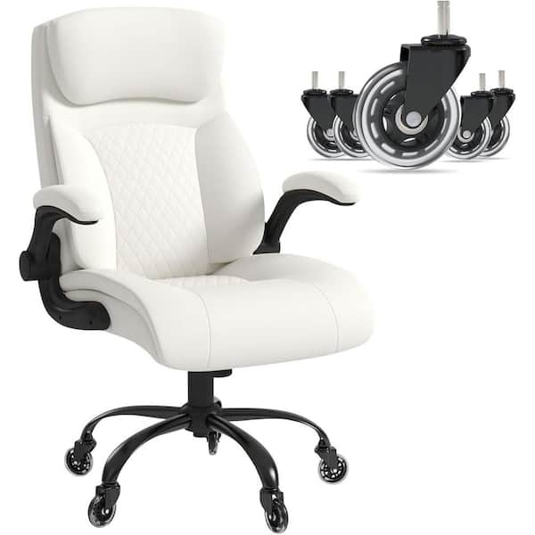 Bestier PU Leather High Back Executive Office Chair in White
