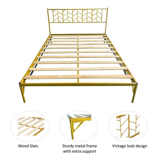 Gold platform bed queen Outlet