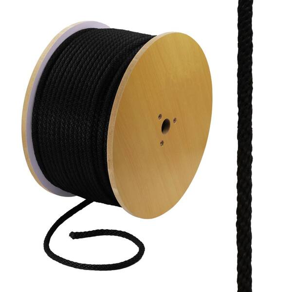 Everbilt 3/8 in. x 600 ft. Polypropylene Solid Braid Rope in Black