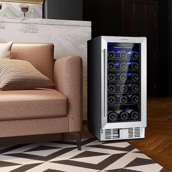 15 in. 30-Bottle 115 Can Wine Beverage Cooler Refrigerator Freestanding Built-in Fridge