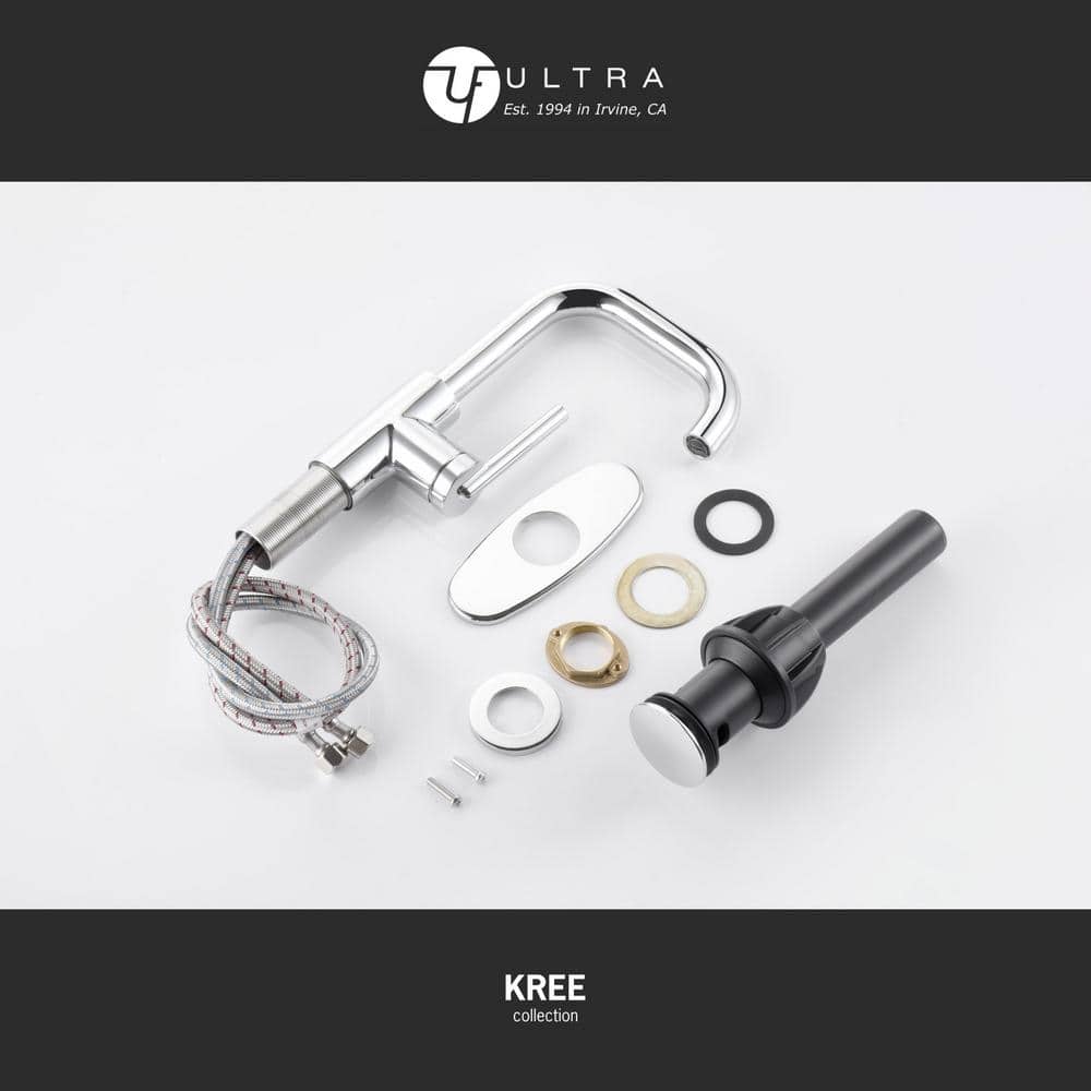 Kree Chrome Single-Handle Bathroom Faucet with Drain Assembly