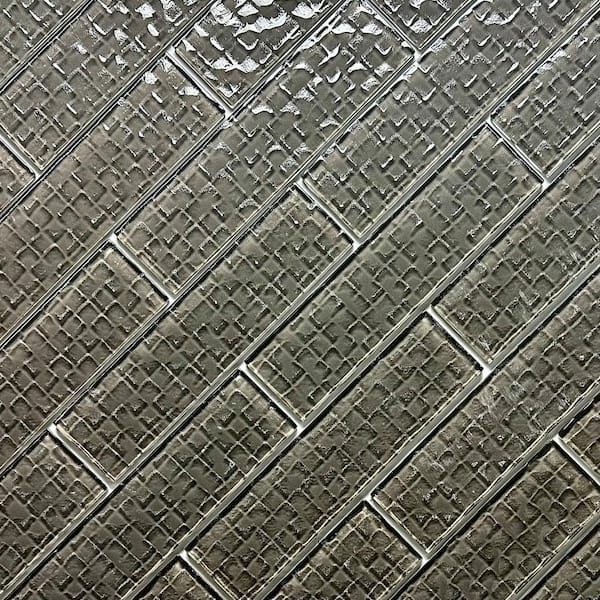 Coastal Taupe 2 in. x 8 in. Glossy Textured Glass Subway Wall Tile (12 sq.ft./Case)