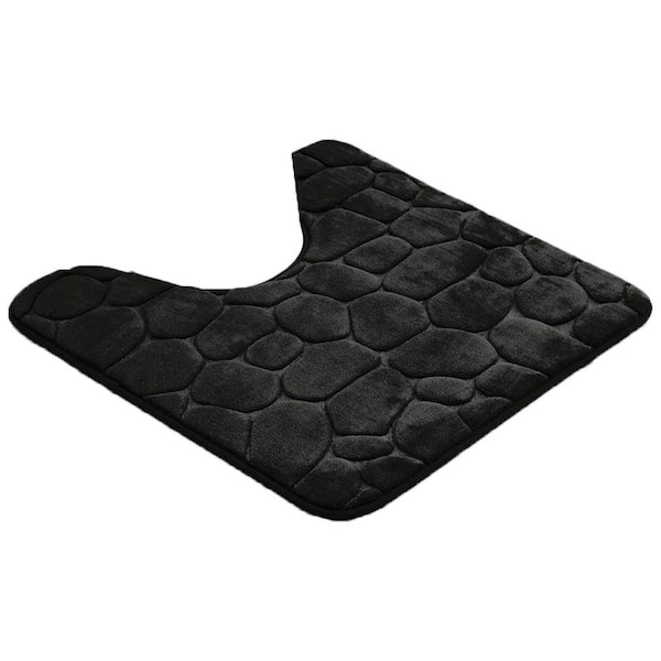 EVIDECO French home goods Black D Pebbles 20 in. x 20 in. Memory Foam Contour Bath Mat