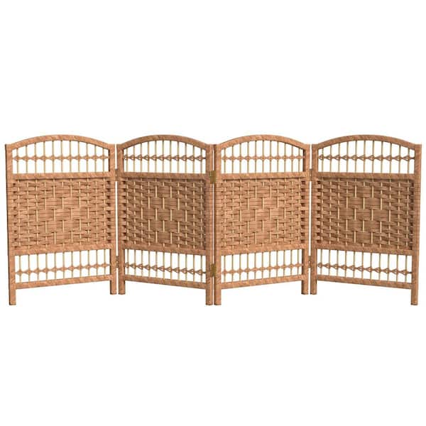 2 ft. Short Fiber Weave Folding Screen - Natural - 4 Panels