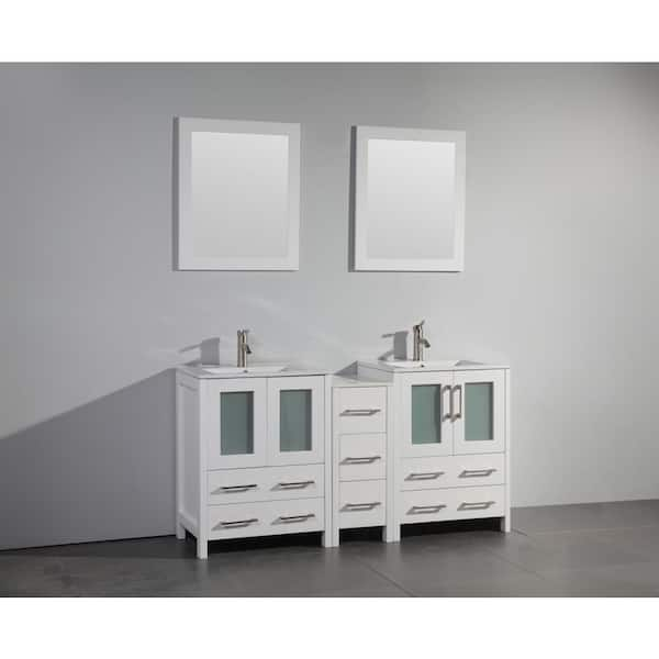 Vanity Art 24 Inch Single Sink Bathroom Vanity Compact Set 2 Large Folding  Doors 1 Shelf 2 Dove-Tailed Drawers Ceramic Top Bathroom Cabinet with Free  Mirror VA3024B 