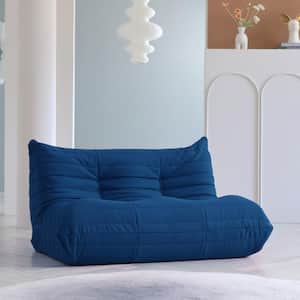 53.15 in. Teddy Velvet Anti-Skip Bean Bag 2 Seats Lazy Sofa Couch in Blue