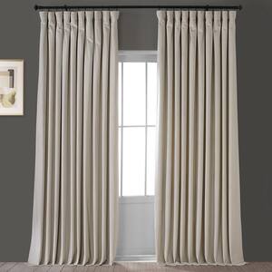 Light Beige Velvet Rod Pocket Room Darkening Curtain - 100 in. W x 84 in. L