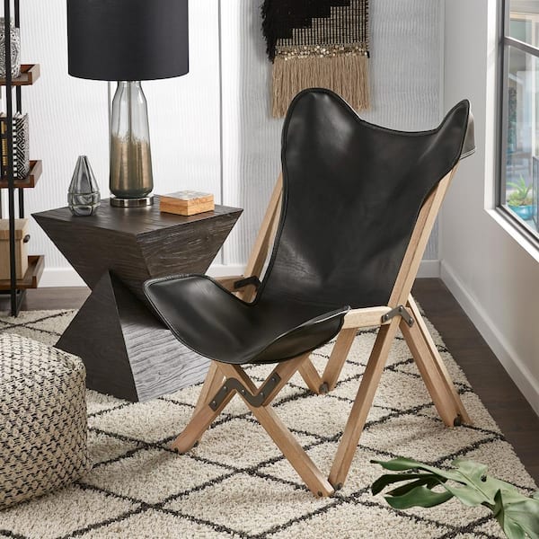 HomeSullivan Natural Genuine Top Grain Leather Tripolina Sling Chair