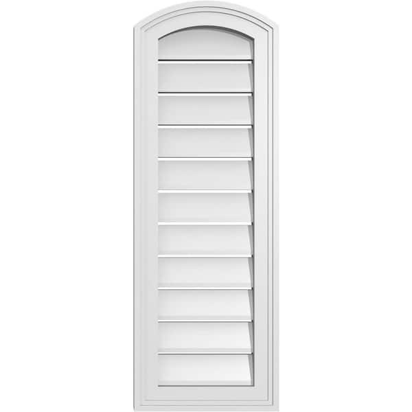 Ekena Millwork 12 in. x 32 in. Arch Top Surface Mount PVC Gable Vent: Decorative with Brickmould Frame