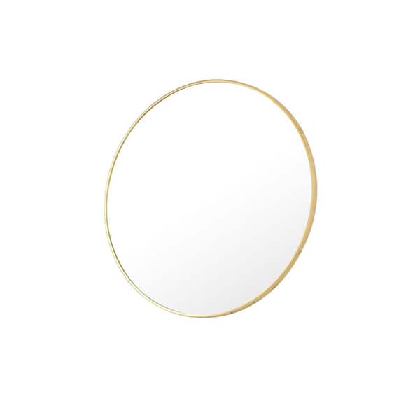 HOMLUX HOMLUX 20 in. W x 20 in. H Round Framed Wall Bathroom Vanity Mirror in Gold Decorative Modern Rust-Resistant Metal Frame