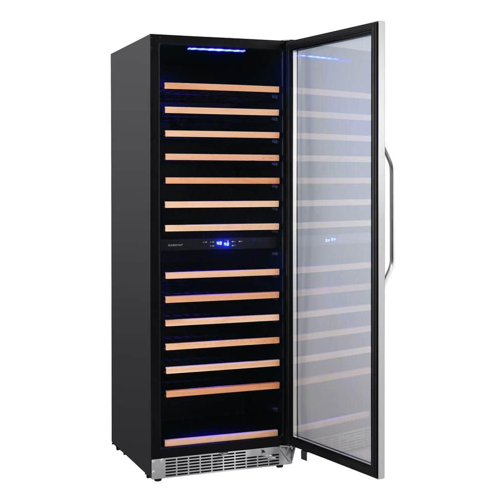 141 Bottle Dual Zone Stainless Steel Wine Refrigerator with Interior Lighting