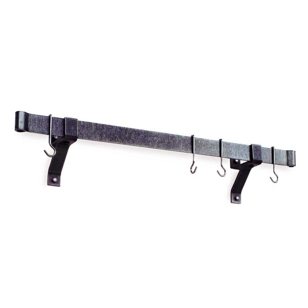 Enclume Premier 36 in. Hammered Steel Rolled End Bar Wall Pot Rack RB36 HS  The Home Depot