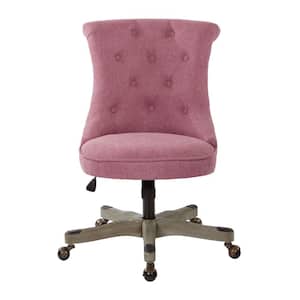 Hannah Orchid Fabric Tufted Office Chair with Grey Wood Base