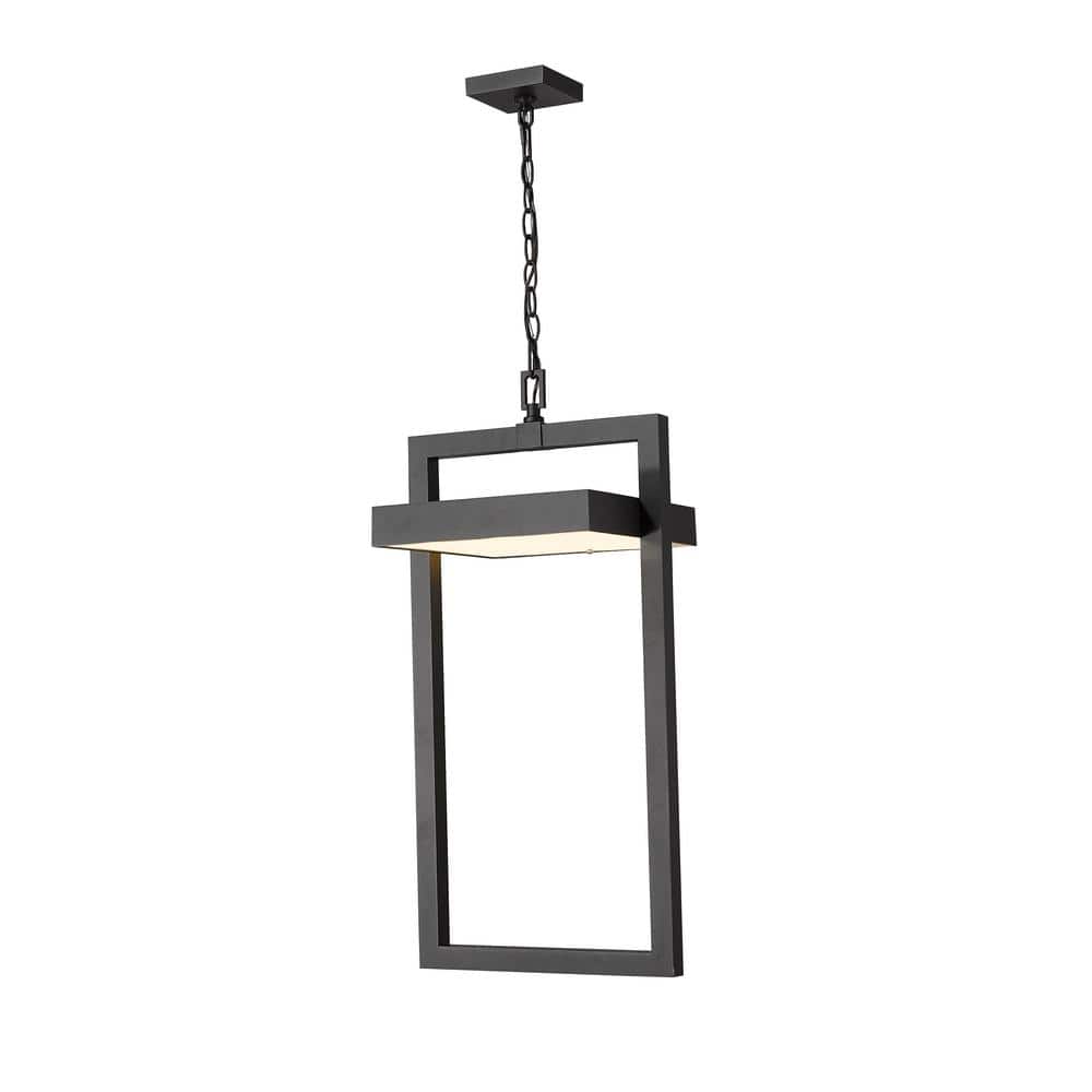 1-Light Black Integrated LED Outdoor Pendant Light