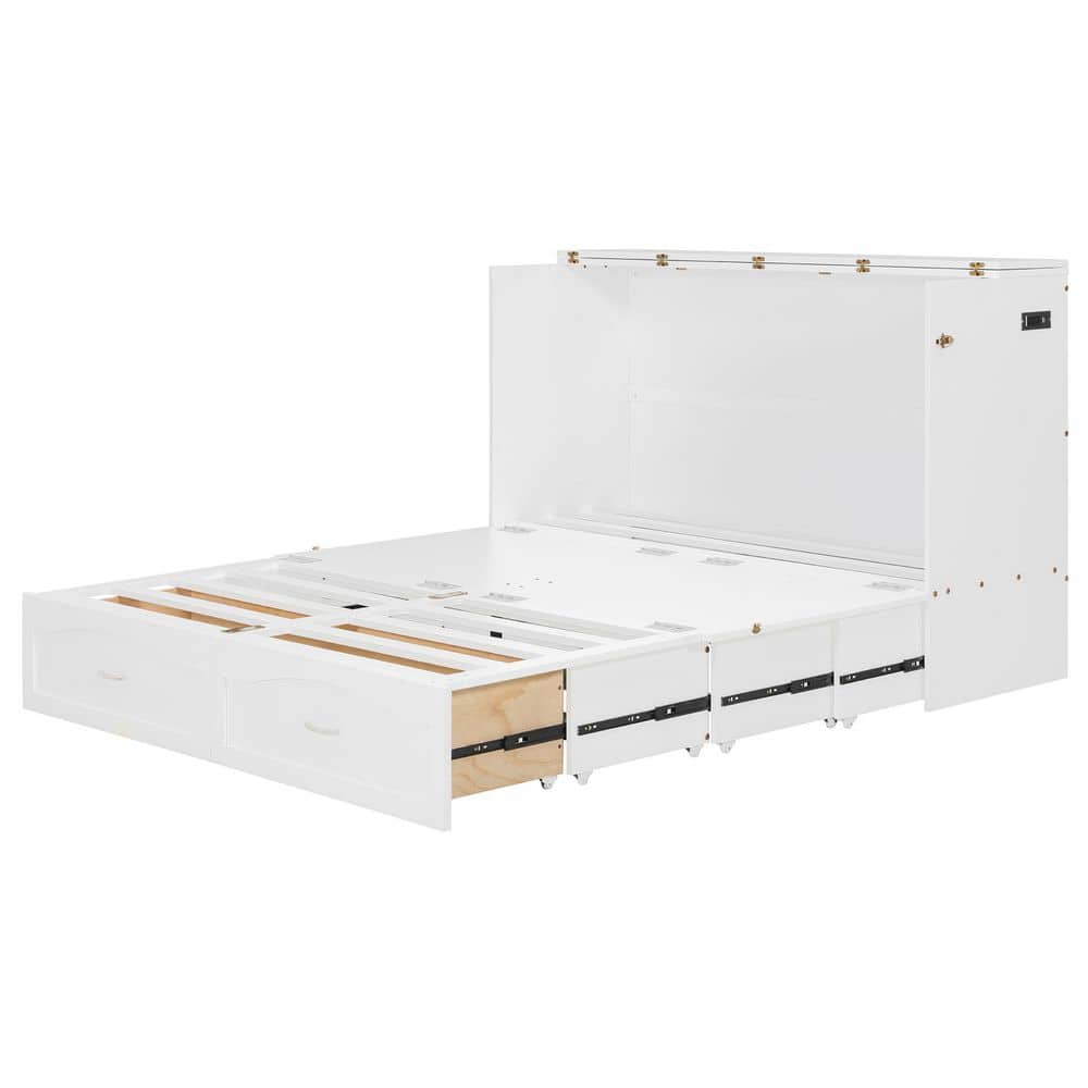 Frank White Wood Frame Queen Size Murphy Bed with Drawer and A Set of Sockets & USB Ports price history on PriceWatchPro