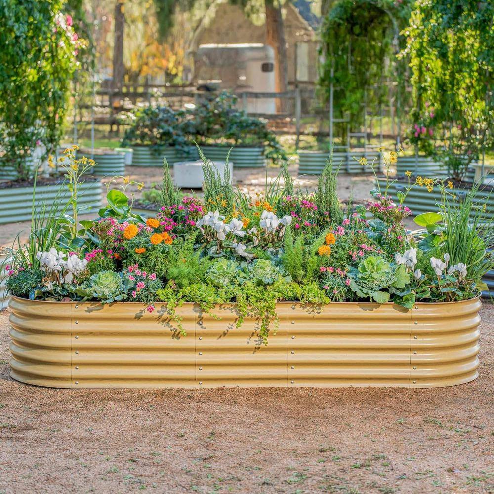 Sunlit Oak 17" Tall Modular Metal Outdoor Raised Garden Bed