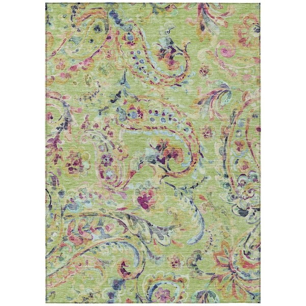 Chantille Machine Washable Indoor/Outdoor Abstract ACN834 Aloe 8 ft. x 10 ft. Area Rug