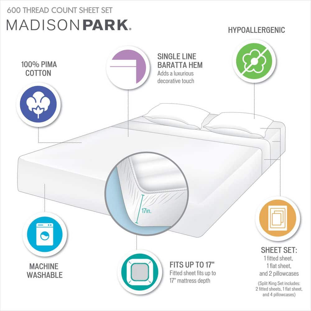 Light Grey King Size Cotton Sheet Set