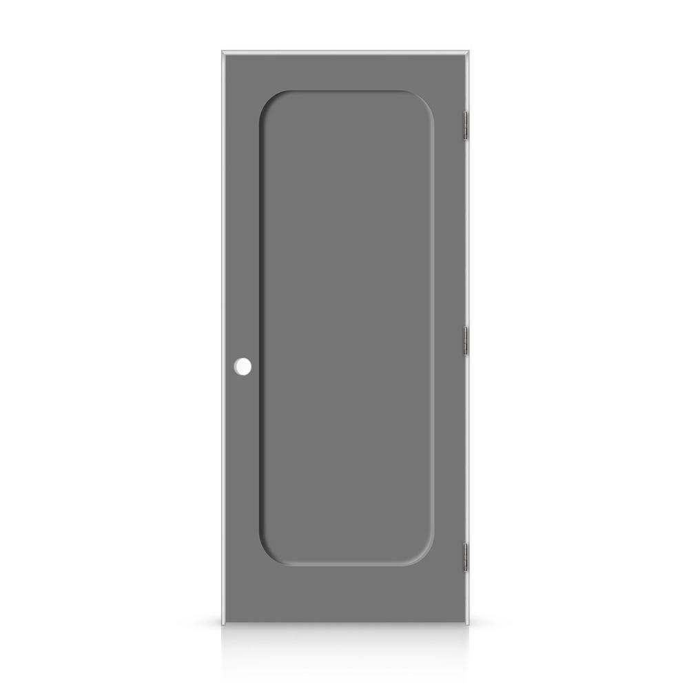 28 in. x 80 in. Left-Handed Curved 1 Panel Shaker Light Gray Painted Smooth Composite Single Prehung Interior Door price history on PriceWatchPro