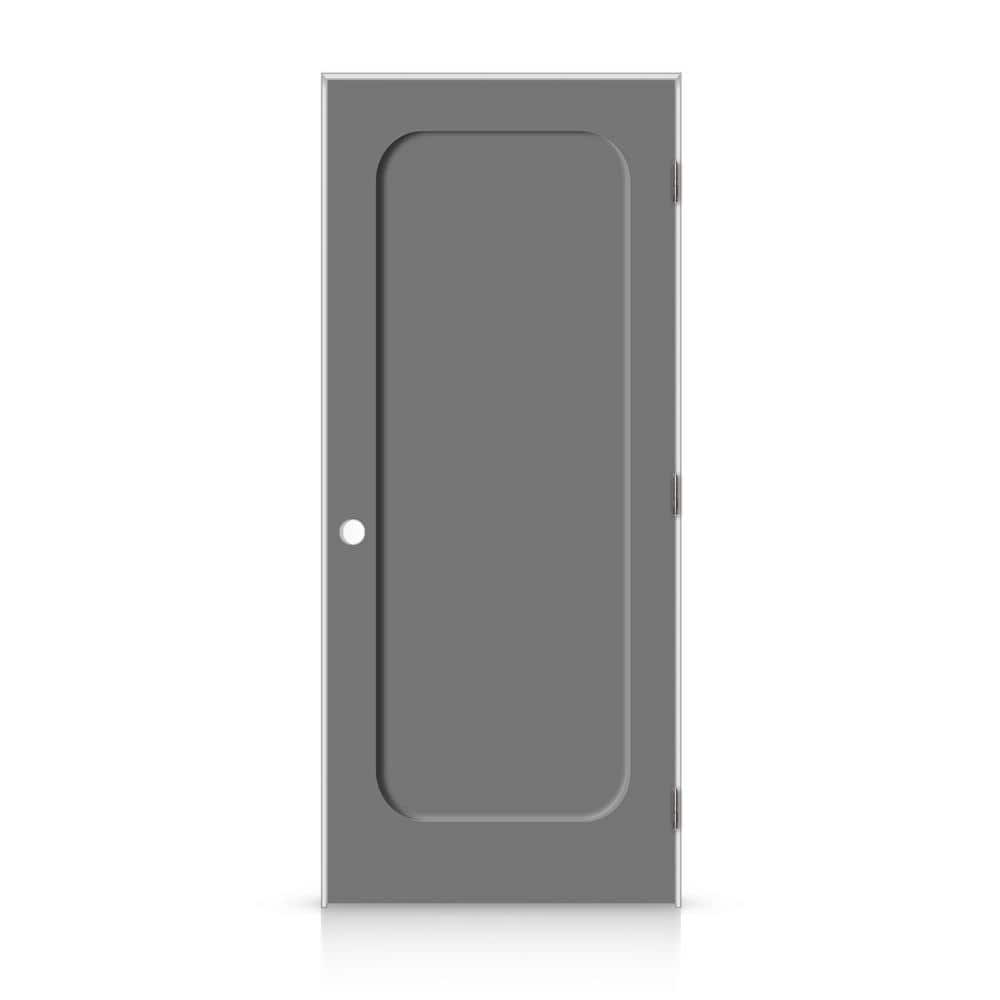 36 in. x 96 in. Left-Handed Curved 1 Panel Shaker Light Gray Painted Smooth Composite Single Prehung Interior Door price history on PriceWatchPro