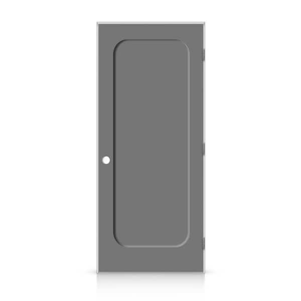CALHOME 38 in. x 96 in. Left-Handed Curved 1 Panel Shaker Light Gray Painted Smooth Composite Single Prehung Interior Door