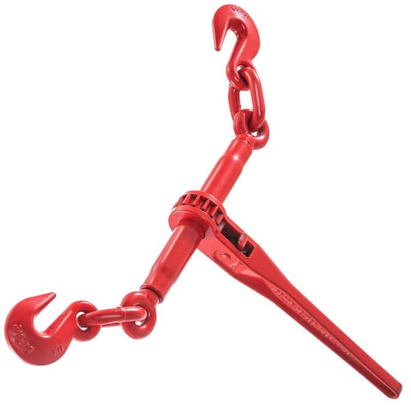 3 /8 in.-1/2 in. Cable Ratchet Binders-9215LBS. Secure Working Load with G70 Hooks, Red & Adjustable Length