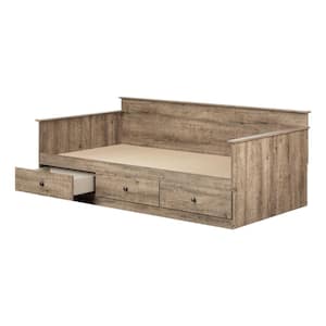 Tassio Weathered Oak Twin Size DayBed with 3 Drawers