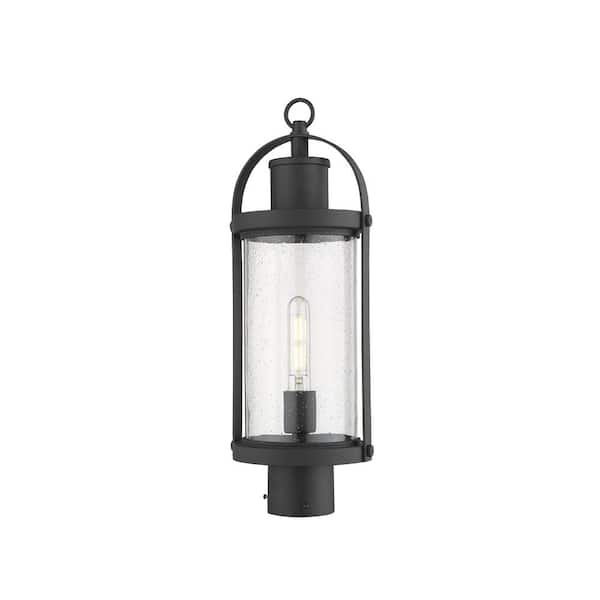 Unbranded Roundhouse 1-Light Black 20in Aluminum Hardwired Outdoor Weather Resistant Post Light Round Fitter with No Bulb Included