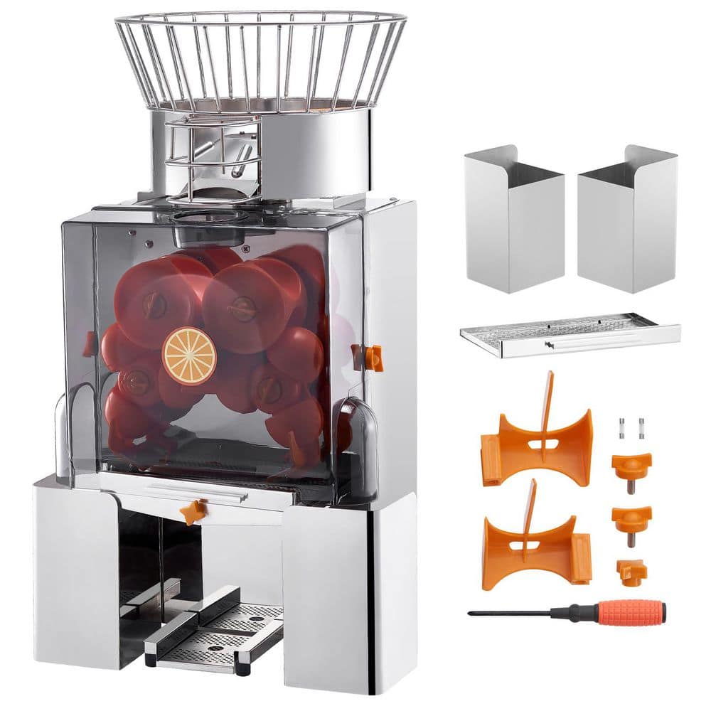 Commercial Orange Juicer Machine 120 W Automatic Feeding Juice Extractor Stainless Steel Juice Extractor.Silver.