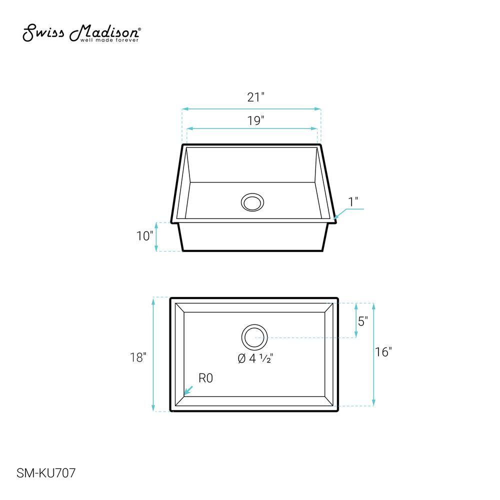 Tourner 21 x 18 Brushed Stainless Steel Undermount Kitchen Sink