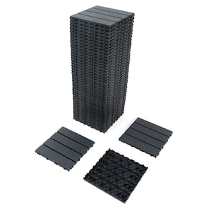 12 in. x 12 in. Gray Square Waterproof Plastic Interlocking Deck Tiles (Set of 44 Tiles)