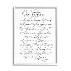 Our Father Reading Spiritual Scripture Design by Lettered and Lined Framed Religious Art Print 30 in. x 24 in.